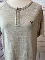 American Eagle Shirt Medium Classic Fit Mens Short sleeve henley Y2K Preppy 80s