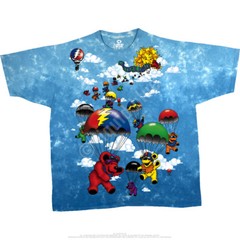 GRATEFUL DEAD-PARACHUTING BEARS-2 SIDED TIE DYE T-SHIRT S-M-L-XL-2X-3X-4X-5X-6X
