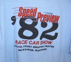 CHECKERED FLAG RACING NEWS SPEED PREVIEW 82 RACE CAR SHOW T SHIRT XL BLUE