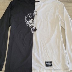 Lurking Class by Sketchy Tank Shirt Mens M Corner Split Black White Long Sleeve