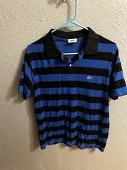 Vintage Lacoste 1/4 Button Polo Shirt Size 4 Blue Striped Mens