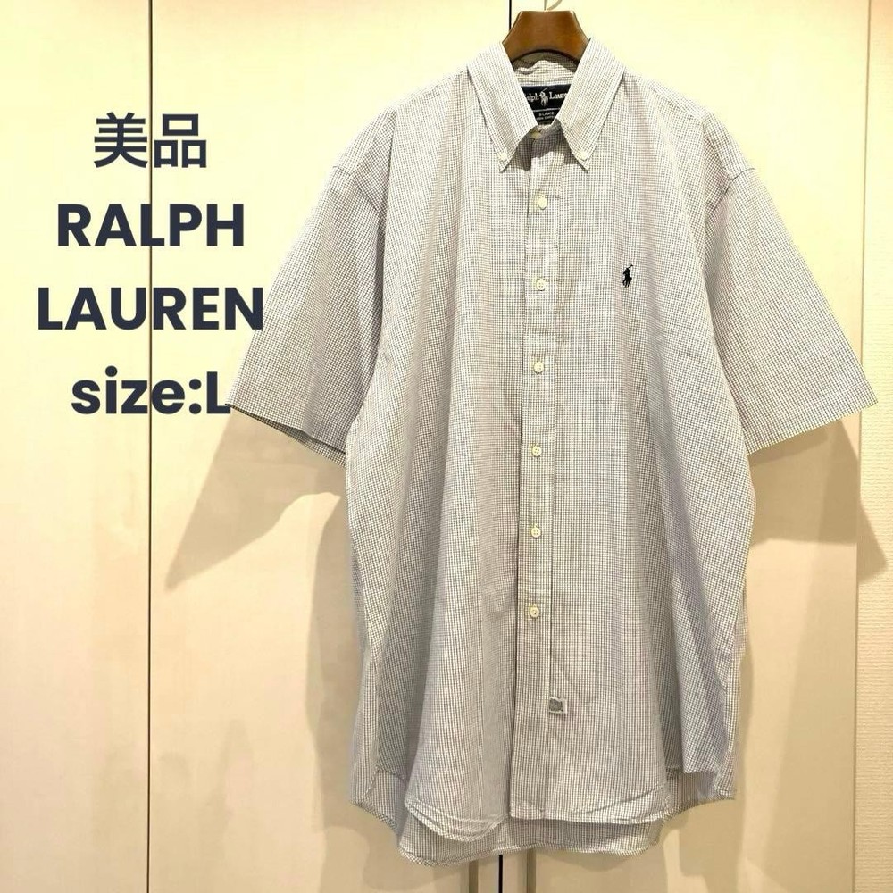 Ralph Lauren BLAKE 90s Tattersall Shirt Men’s L Black Blue Check For 14Y+ Japan