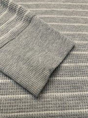 Ditch Plains Gray Striped Cotton Polyester Thermal Crew Neck Shirt | Men’s Sm***