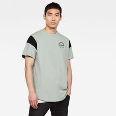 Men’s G-Star Raw Sport Panel Originals Logo GR T-Shirt Contrast Pistache Sea Tee