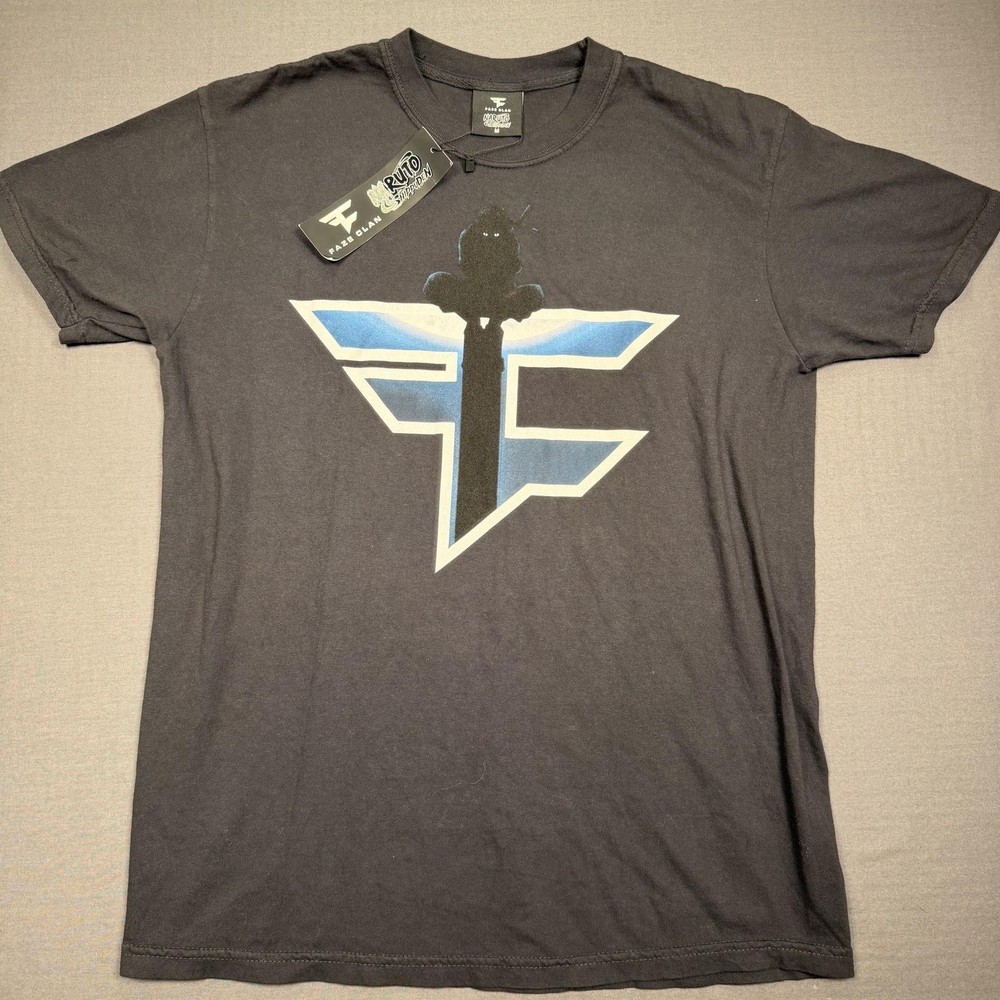 FaZe Clan Naruto Shirt Mens Medium Black Shippuden Anime Graphic Tee T-Shirt