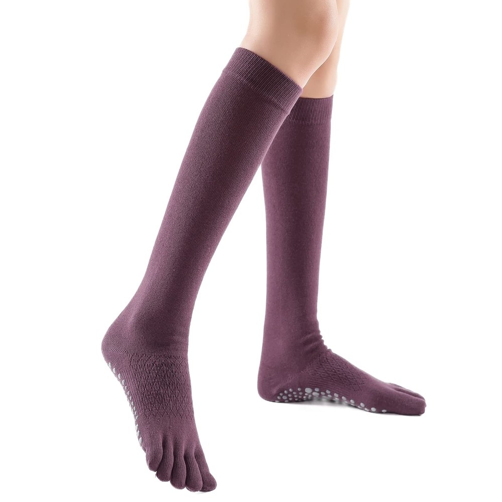 Toe Socks Toeless Socks with Grips for Women Non Slip Cushioned Knee Highs Ov…