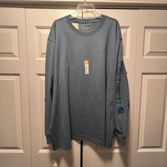 New Carhartt K231 Loose-Fit Heavyweight Long Sleeves Logo T-Shirt Men’s 2XL Blue