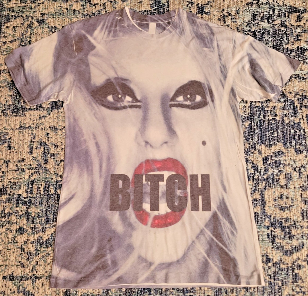 Lady Gaga Born This Way Tshirt Album Cover B*** Medium/One Size