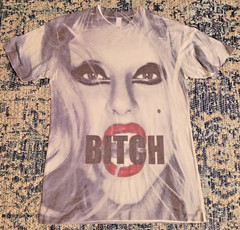 Lady Gaga Born This Way Tshirt Album Cover B*** Medium/One Size