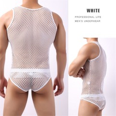 Men Lingerie Tank Top Mesh See Through Fishnet Vest T-Shirt Sleeveless Sport Top