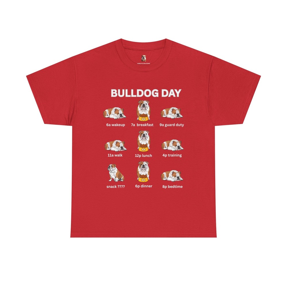 English Bulldog Day Schedule Tee Bulldog Daily Routine Gift for Dog Mom & Dad