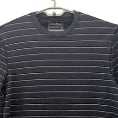 Eddie Bauer Waffle Knit Thermal Shirt Black Large Striped Undershirt Baselayer