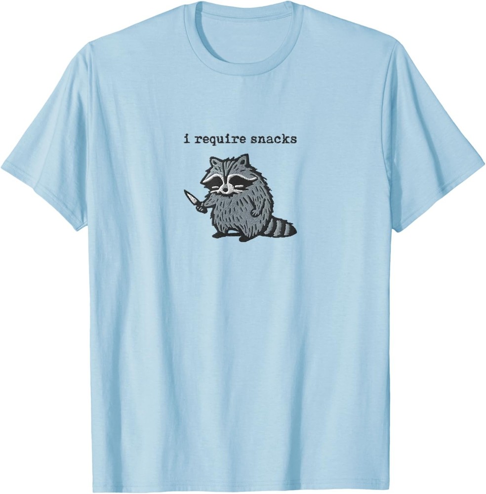 Funny Humor I Require Snacks Raccoon T-Shirt