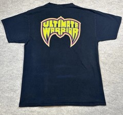 WWE Ultimate Warrior Logo Graphic T-Shirt Men’s Large Black Double Sided Tee