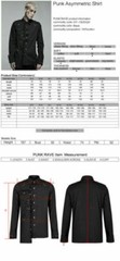 PUNK RAVE Men’s Punk Personality Asymmetric Shirt Slim Fit Casual Black Shirts