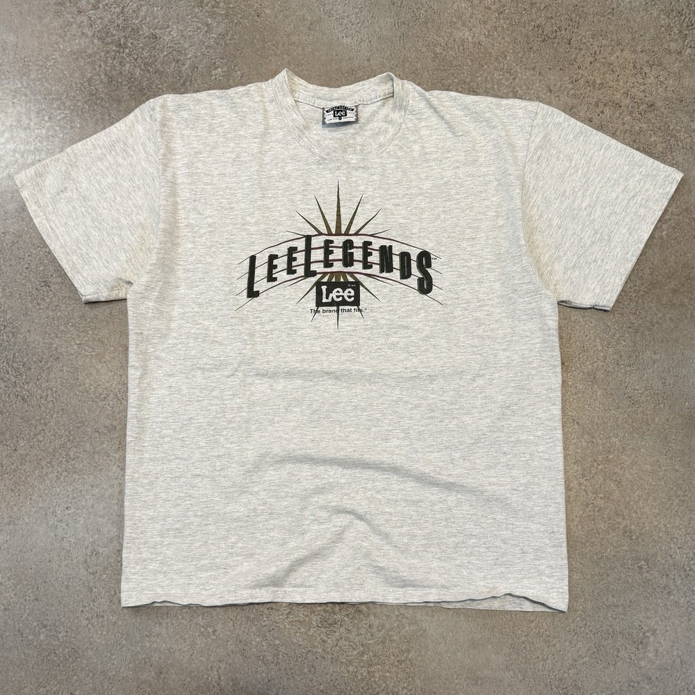 Vintage 90s Lee Legends Country Seat Promo Tee Shirt XL Grey Store Jean Graphic