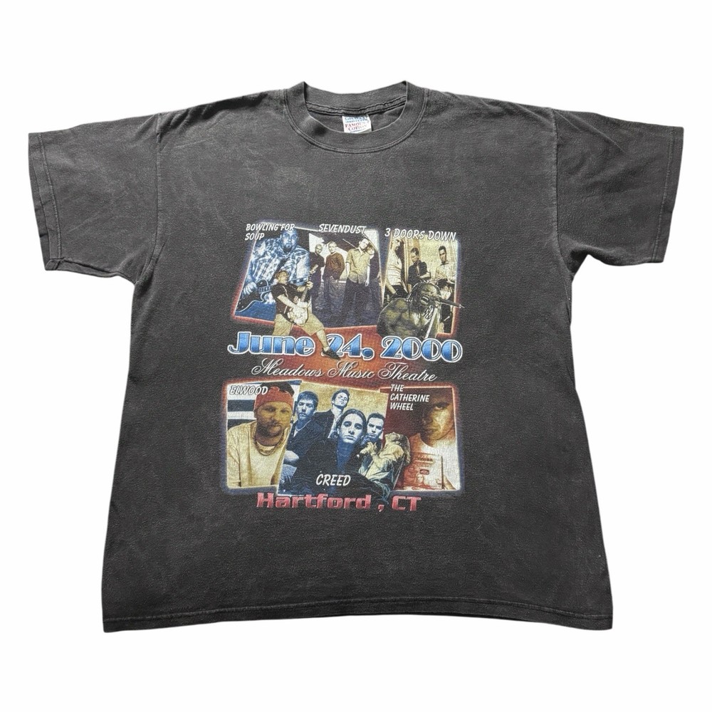 Vintage 2000 Creed 3 Doors Down Concert T Shirt XL Meadows Music Theatre Rap Tee