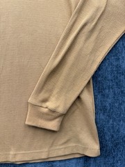 R+L Luxury Thermal Shirt Mens XL Beige Heavyweight Waffle Knit Ribbed Cuffs
