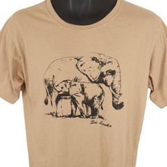Sri Lanka T Shirt Mens Size Medium Beige Elephants Travel Destination Tee