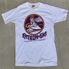 Vintage Patron Ski Pope John Paul II USA October 1979 T Shirt Velva Sheen 1970s