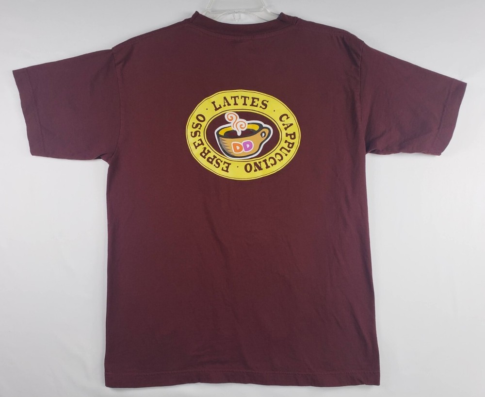 Dunkin’ Donuts T-shirt Lattes Espresso Cappuccino Crew Shirt Size Large Maroon