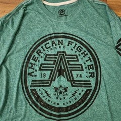 American Fighter Double Sided Graphic T-Shirt Turquoise Size 3XL/XXXL