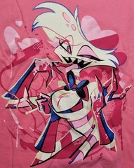 Hazbin Hotel Angel Dust Summer Splatter XL Pink Shirt Vivziepop Sharkrobot