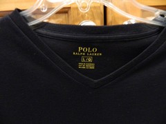 Polo Ralph Lauren Mens V neck T-Shirt Jet Black Classic Large New NWOT Cotton