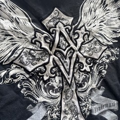 Vintage Avirex Shirt, Men’s XL ,Cross W/ Wings, Heavy Weight, Tee Y2K, Black