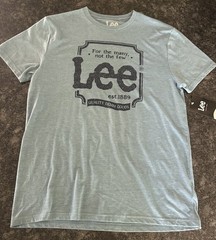Lee T Shirt Men’s Logo Denim Jeans Large L Blue -NWT New