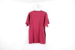 Vintage 90s Streetwear Mens Large Faded Blank Pocket T-Shirt Burgundy Cotton
