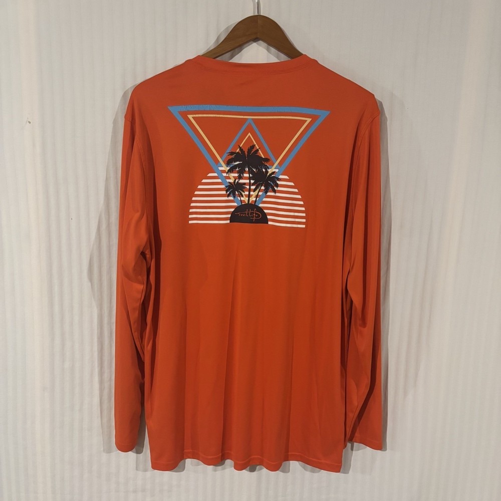 Reel Life Shirt Mens XL Orange Fish Ocean Outdoor Tee Surf Pullover Top JJ-5