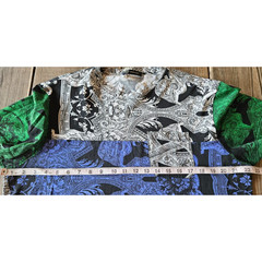 Versace Shirt Mens Medium Black Purple Green Baroque Printed Cotton Pocket Tee