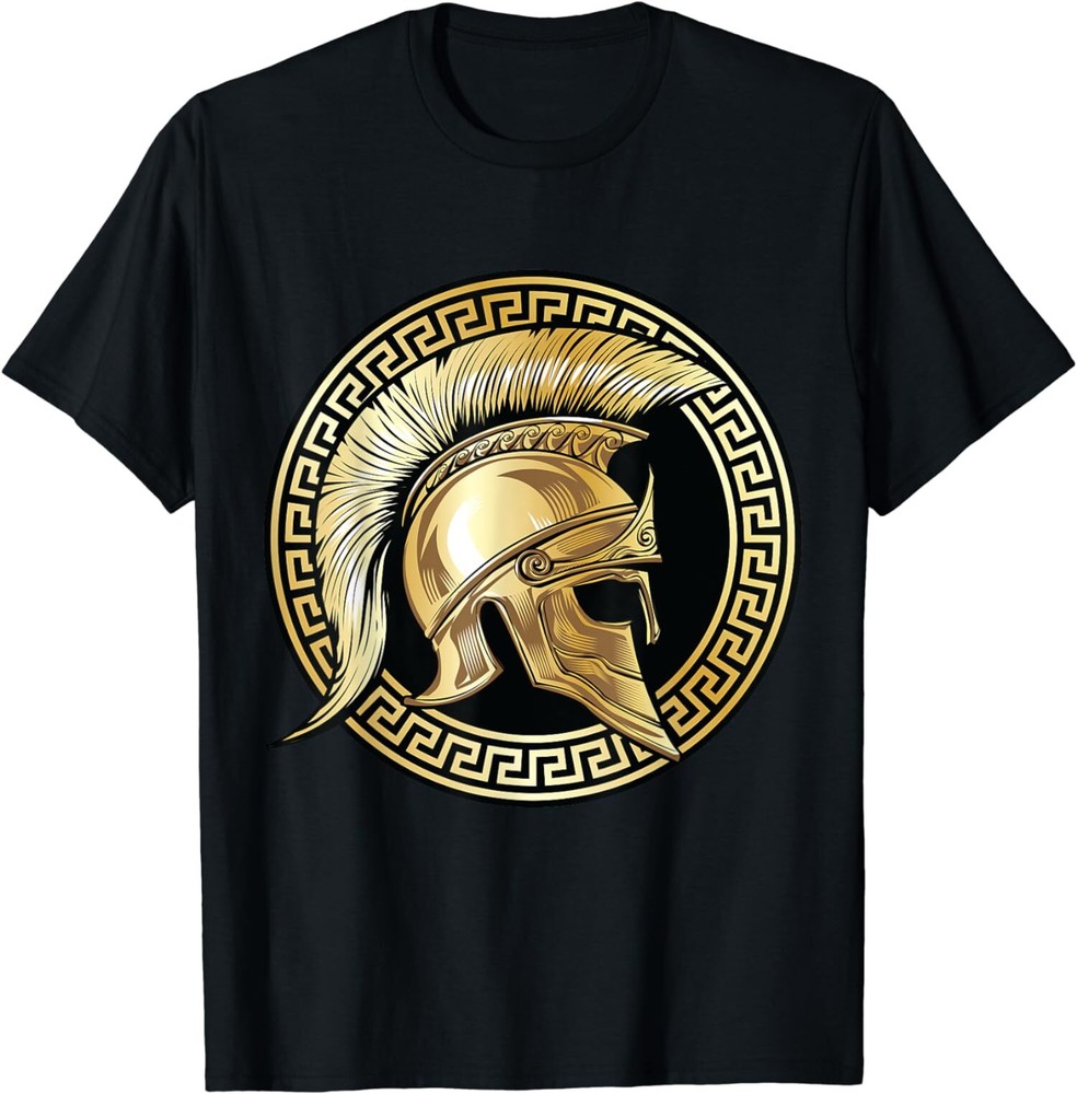 NEW LIMITED Spartan Helmet Gold Gladiator Sparta Greek Gym Workout T-Shirt