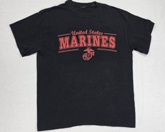 US Marines T Shirt Black Red Eagle Globe Anchor Military Graphic Tee Large