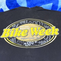 Vintage 2000s Bike Week Daytona Florida Flaming Skulls Faded Black T-Shirt Sz XL