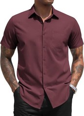 Men’s Short Sleeve Button Down Dress Shirt Business Casual Regular Fit