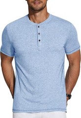 Men’s Short Sleeve Henley Shirt Casual Summer Tee Lightweight Breathable Solid T