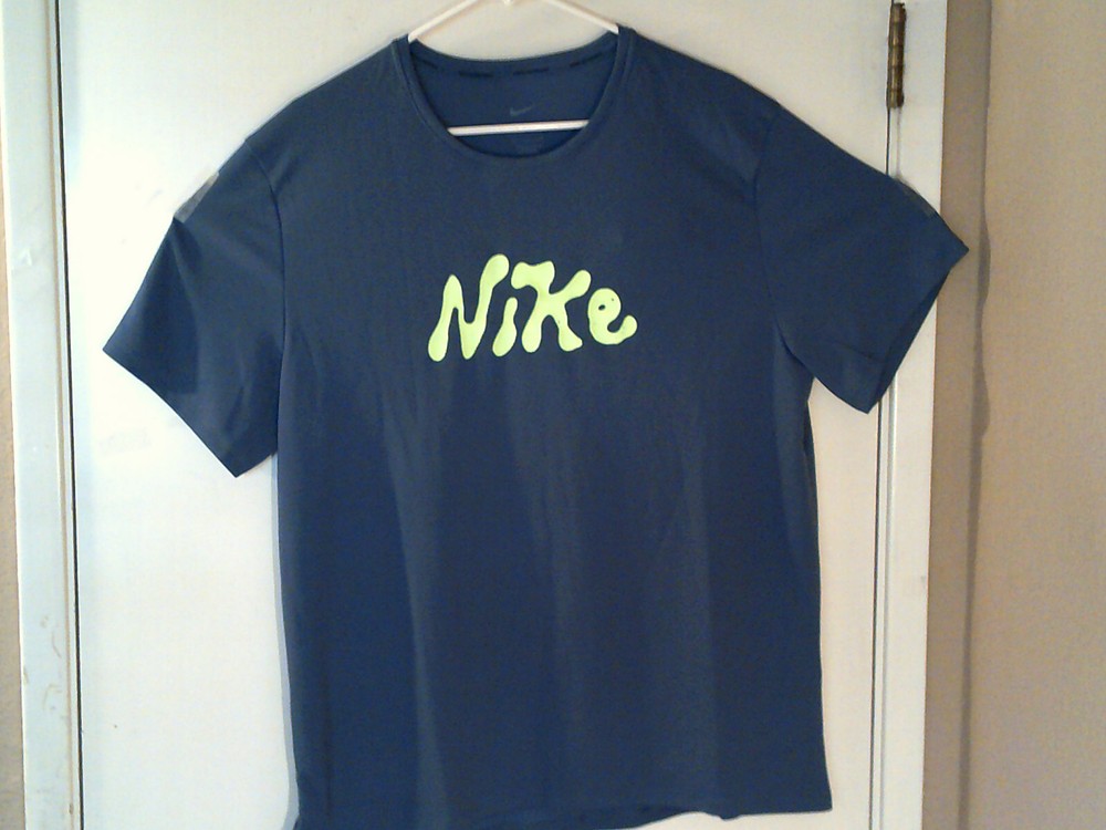 NEW NIKE DRI-FIT RUNNING “UV S72 Miler Tee” MEN’S BLUE LIME T-SHIRT L FB7946-491