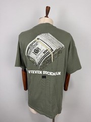 STEVEN DOCKMAN Green Big Dollars Print Short Sleeve Italian T-Shirt Sz M