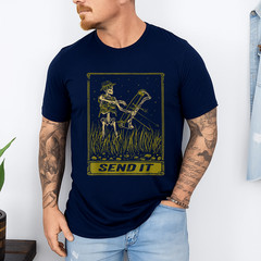 Send It Vintage Bowfishing Skeleton Outdoor Adventure Art T-Shirt