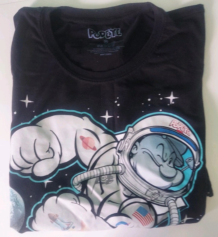NASA Popeye Space Adult Mens Size 3XLarge Black Short Sleeve Shirt