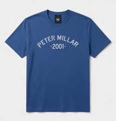 NWT PETER MILLAR Mens X-Large 2001 Tee Logo Nautilus Blue T-Shirt Cotton Blend