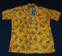 NWT ROUNDY BAY HAWAIIAN CASUAL BUTTON-DOWN SHIRT ORANGE SMALL L646