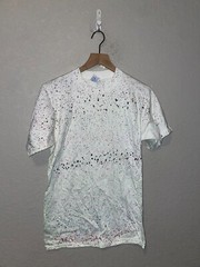 90s Vintage Jerzees Combed Cotton White Speckled Multicolor Splatter Shirt VTG b