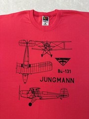 Vintage 1990s 90s Bucker Bu-131 Jungman Airplane Graphic Design T-Shirt, XL NEW