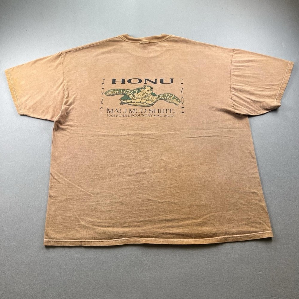 Vintage Hawaii Sea Turtle T-Shirt Mens 3XL Orange Maui Mud Honu Island Beach 90s