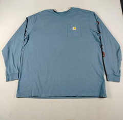 Carhartt Shirt Mens 2XL Blue Long Sleeve Pocket Graphic Loose Fit Workwear Tee