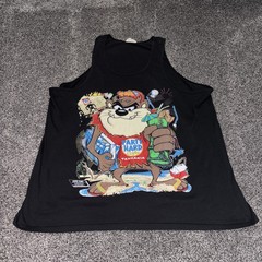 Vintage 1990 Looney Tunes Taz Tank Top Muscle Shirt Party Hard Cafe XL Beach WB