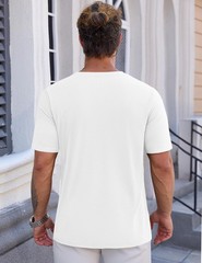 Mens T-Shirts Cotton Short Sleeve White T Shirts Summer Beach UPF 50+ Crew Ne…